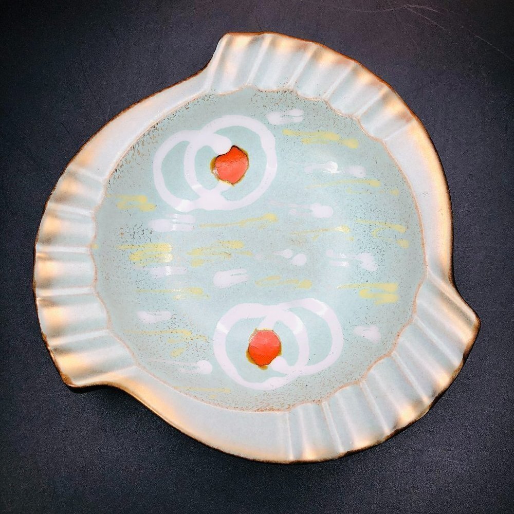 West Germany Pottery Atomic Ashtray Mid Century Modern Red Clay Console Bowl